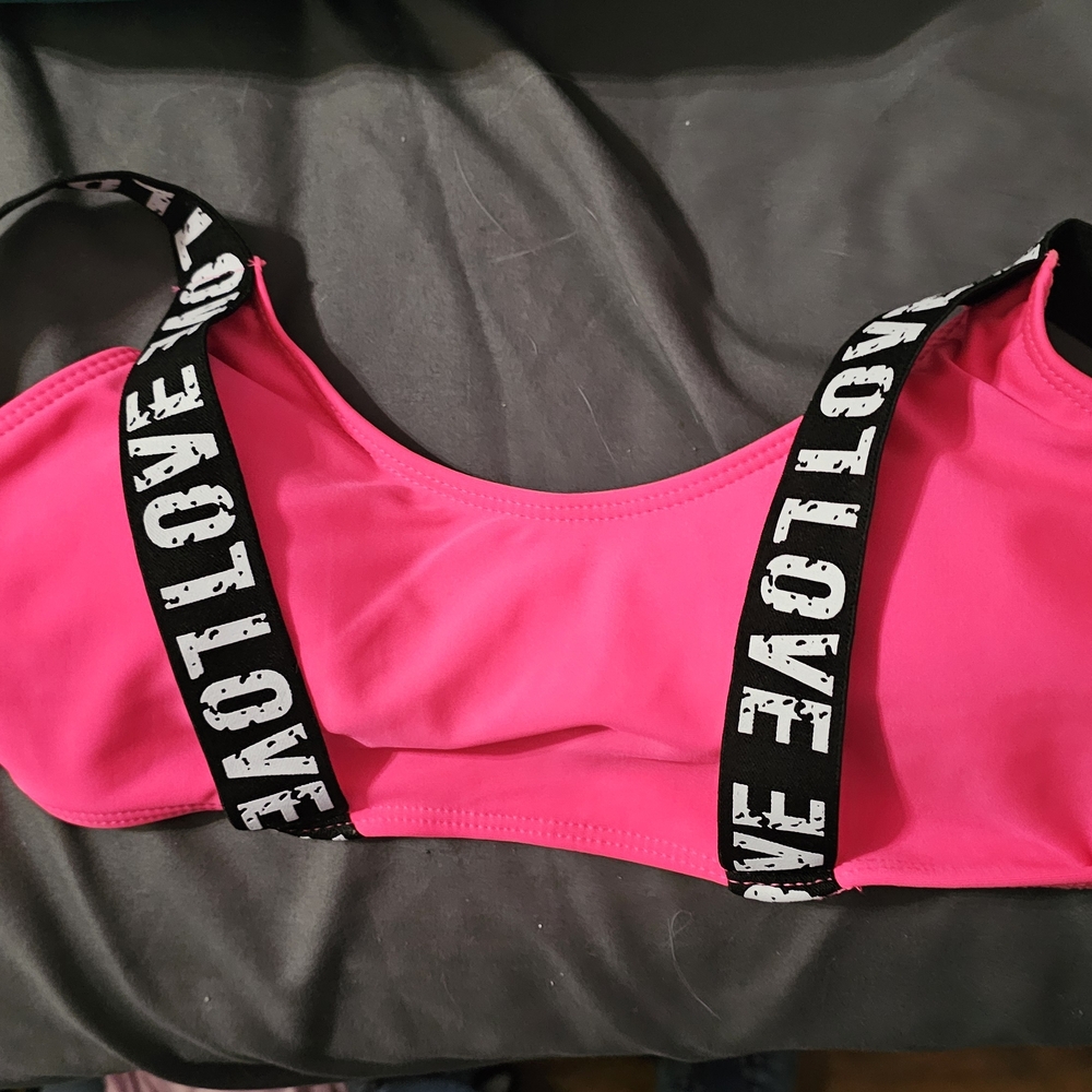 Pink Bikini Top with Love Straps